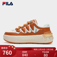 FILA 斐乐 女鞋CARROT摩登板鞋2024春季萝卜鞋休闲运动鞋 胡椒橙/白中白-OA 38