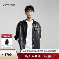 Calvin Klein  Jeans24春季男士潮流机车风按扣翻领外套J325010 BEH-太空黑 XL