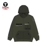 Aape 旗舰店男装秋冬猿颜徽章印花多袋连帽卫衣外套3827XXH