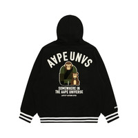 Aape 男装秋冬猿人军团徽章薄绒连帽棒球服卫衣外套A345XXL