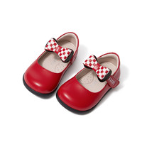 88VIP：TARANIS 泰兰尼斯 秋季童鞋女宝宝公主鞋婴儿单鞋红色蝴蝶结复古小皮鞋