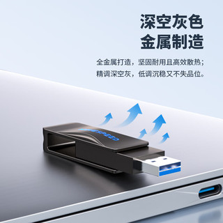 MOVE SPEED 移速 128GB USB3.2 固态U盘 车载电脑u盘 读速400MB 360度旋转 学习办公商务优盘 灵速plus系列