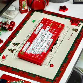 VTER galaxy80铝合金客制化全键热插拔gasket结构RGB灯光电竞游戏办公机械键盘 圣诞红三模款-木兰轴