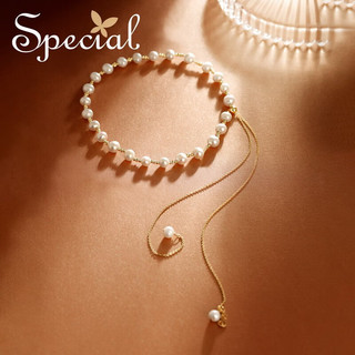 special小众设计一款多带珍珠项链女颈链锁骨链长项链仙卉少女 淡水珍珠
