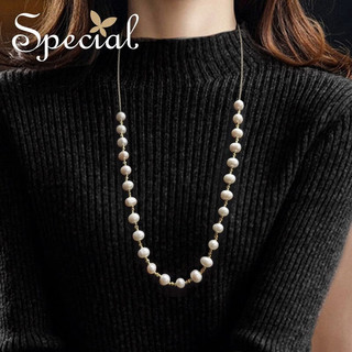 special小众设计一款多带珍珠项链女颈链锁骨链长项链仙卉少女 淡水珍珠
