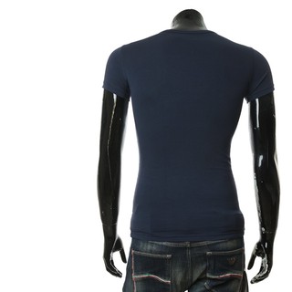 ARMANI/阿玛尼 EA 2件装鹰标男士修身短袖V领T恤 111512 CC717 白+深蓝 10410 M