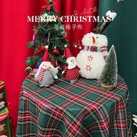 圣诞节复古风格子布装饰绿红色桌布美式餐厅装饰背景拍照港风写真