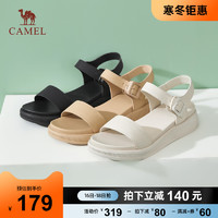 CAMEL 骆驼 女凉鞋2023年新款软底一字带凉鞋女夏季露趾真皮厚底凉鞋女款