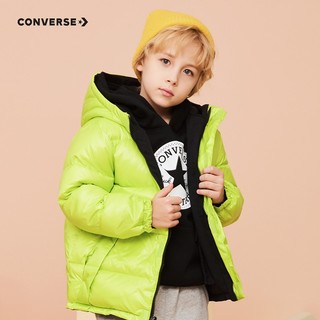 匡威（Converse）儿童装男童连帽羽绒服加厚秋冬季时尚短款外套防风保暖上衣 正黑色 130/64(7)cm