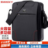 SWICKY瑞士单肩包男包斜挎包男士包帆布包商务休闲手提包潮挂包 黑色（可装11英寸平板）