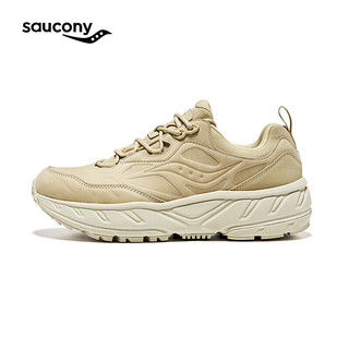 Saucony索康尼男女运动休闲鞋CYBER WEB皮面保暖厚底缓震舒适卡基44.5