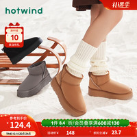 热风冬季女士时尚休闲靴休闲靴圆头短筒舒适雪地靴加绒保暖 01黑色 38