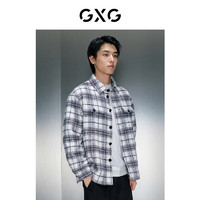 GXG男装 商场同款灰白格纹短款大衣 冬季GEX10628804 灰白格 170/M