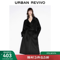 URBAN REVIVO UR冬季女时尚休闲简约高阶气质大衣外套UWG130149 黑色 S（XS-S）