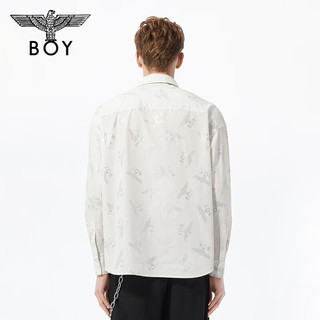 BOY LONDON【满印时刻】夏季中性款烫银白色宽松长袖衬衫N21003 白色 M