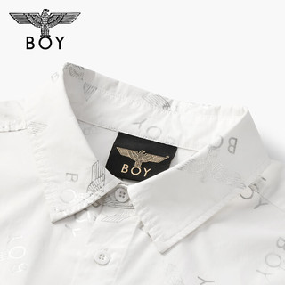 BOY LONDON【满印时刻】夏季中性款烫银白色宽松长袖衬衫N21003 白色 M