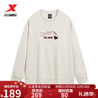 XTEP特步卫衣女印花运动春秋休闲圆领套头衫977428920282 豆皮色 L