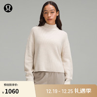 lululemon丨Merino Wool-Blend 女士高领针织衫 *罗纹 LW3GKCS 杂色米白色 0