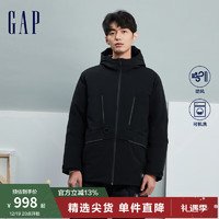 Gap男装冬季2023LOGO户外帕克风羽绒服836420宽松保暖外套 黑色 175/96A(L)亚洲尺码