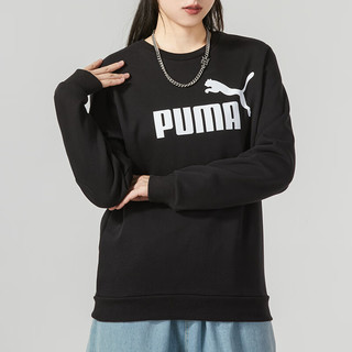 彪马（PUMA）卫衣男装 休闲圆领长袖跑步运动服上衣宽松套头衫 01黑/66%棉34%聚酯纤维/ 主推款 S(170/92A)