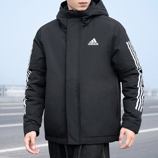 阿迪达斯 （adidas）男装 23冬季运动时尚三条纹防风休闲连帽夹克保暖棉服外套 IP2537 S/175