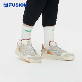 FILA FUSION斐乐潮牌女鞋DESPERADO LOW复古篮球鞋2023冬款运动鞋 初雪白/浮岩灰-PP 37.5