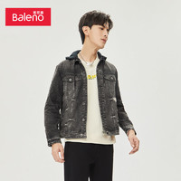 Baleno 班尼路 秋冬连帽洗水潮流可拆卸牛仔外套男