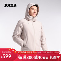 JOMA羽绒服男短款冬季80绒鸭绒运动训练连帽保暖外套男厚款 浅灰 2XL