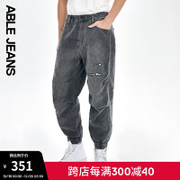 ABLE JEANS【束脚滑板裤】宽松运动工装裤休闲长裤子男士830035 【无弹】水洗古黑-333830075 L