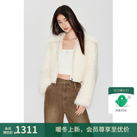 欧时力【高级环保皮草】宽松毛绒厚外套女2023冬装保暖软糯 米白010 M