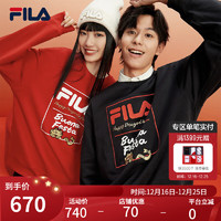 FILA 斐乐 新年款套头卫衣男女装2024春龘龘龙上衣 传奇红-RD 160/84A/XS