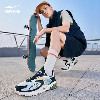 鸿星尔克（ERKE）运动鞋男鞋夏季气垫跑步鞋防滑耐磨减震休闲运动户外跑鞋 橡芽白/雾霾浅蓝 40