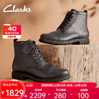 Clarks 其乐 贝特系列男鞋时尚百搭英伦风复古耐磨透气高帮防水皮靴 黑色 261748647 43