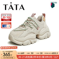 他她（TATA）重工厚底老爹鞋女复古炸街休闲运动鞋2024春WOG14AM4 灰色 37