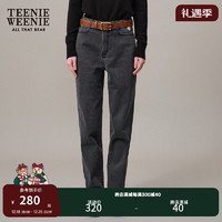 Teenie Weenie小熊20加绒保暖牛仔裤小脚裤长裤时尚女 黑色 155/XS