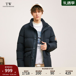 Teenie Weenie Men小熊男装羽绒服短款立领保暖基础面包服 藏青色 170/M