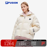 FILA FUSION斐乐潮牌女子羽绒服保暖羽绒服连帽外套 麦乳色-BG 170/88A/L