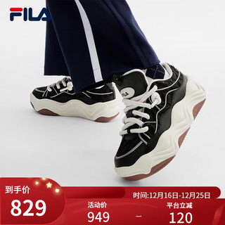 斐乐（FILA）女鞋BROOK摩登板鞋2023冬流沙鞋时尚休闲运动鞋 黑/奶白-BG 37.5