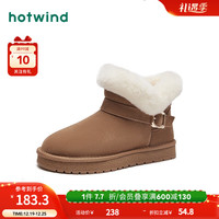 热风冬季女士时尚休闲靴保暖短靴女靴雪地靴 02棕色 39(正码)