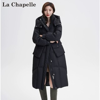 La Chapelle 羽绒服女2023冬季新款连帽中长款防风宽松显瘦保暖羽绒服