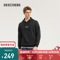 SKECHERS 斯凯奇 雅钻系列男子针织连帽套头卫衣L323M053 碳黑/0018 S