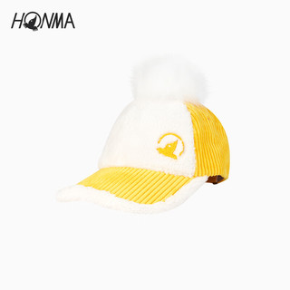 HONMA【专业高尔夫】女士帽子冬防风保暖撞色鸭舌帽灯芯绒 漂白 均码