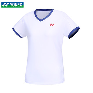 YONEX 尤尼克斯 2023yonex尤尼克斯羽毛球服男女短袖简约速干运动T恤115293 白色 男款