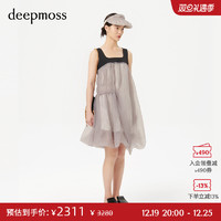 deepmoss 2022春夏新款时尚甜美拼接撞色罩纱背心裙