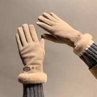 手套可爱女冬德绒手套加绒保暖防寒韩版可触屏骑行手套