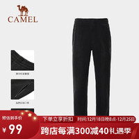 CAMEL 骆驼 抓绒裤男户外宽松弹力抗静电防风加厚保暖软壳长裤 AA3226a3657 幻影黑 L