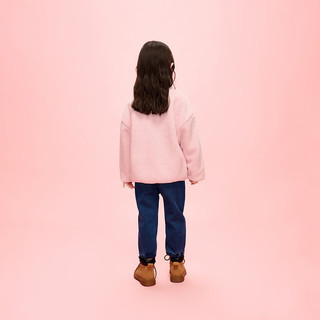 Gap 盖璞 女幼冬季2023LOGO仿羊羔绒保暖立领夹克836572儿童装外套 淡粉色 110cm(4-5岁) 亚洲尺码