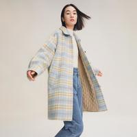丽丽 LILY秋冬季时尚复古格纹洋气温柔高级宽松中长款毛呢外套