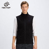 探拓(TECTOP)户外抓绒衣马甲男女立领加绒加厚保暖背心居家登山休闲运动服防寒马夹时尚秋冬款摇粒绒 D207269ZR-男款黑色 XL