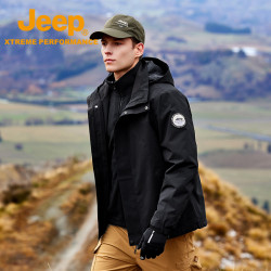 jeep吉普户外三合一抓绒冲锋衣男防水防雨登山服防风保暖秋冬外套